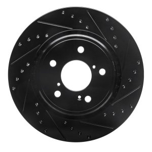 Acura MDX Brake Rotor (1) - Front Right - R1 Concepts - Drilled & Slotted - Black - `15-`25